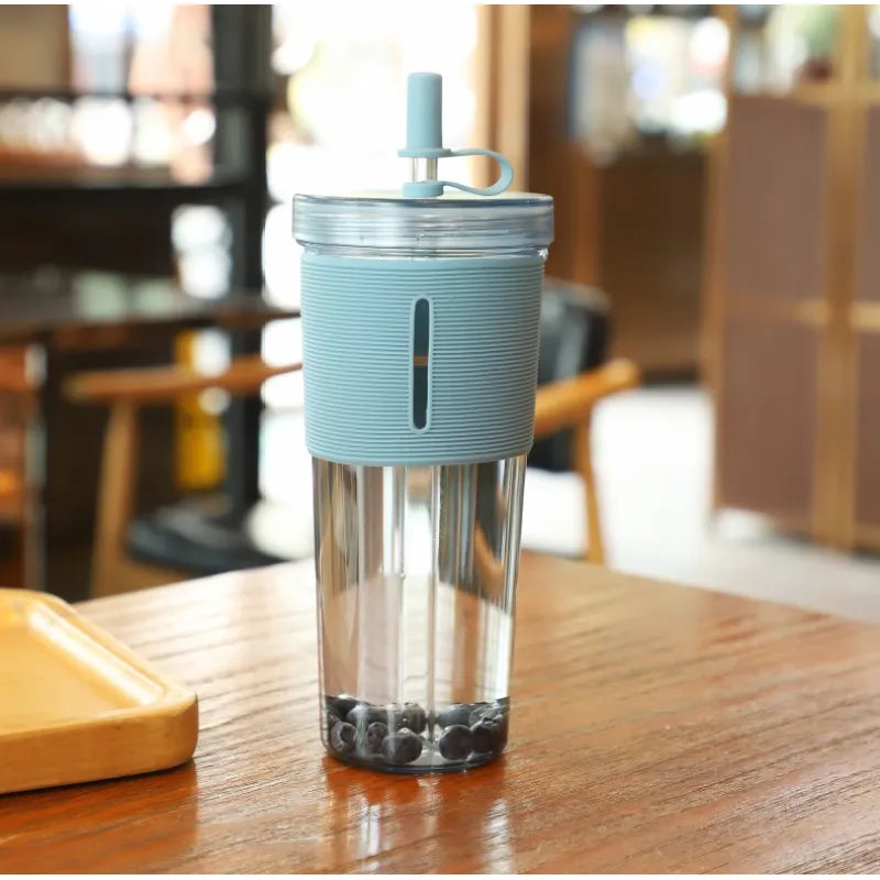 Student Portable Outdoor Double Layer Large Capacity Plastic Cup