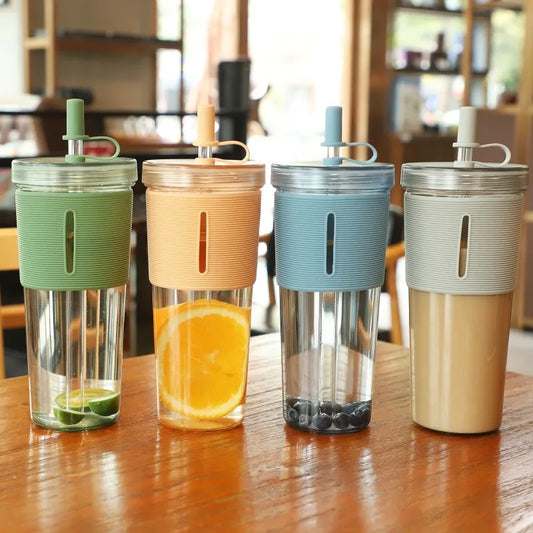 Student Portable Outdoor Double Layer Large Capacity Plastic Cup